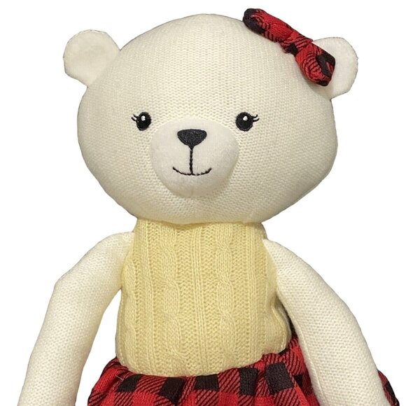 Spark Create Imagine Knit Plush Bear Rattle 18" White Christmas Holiday Winter - Picture 1 of 6